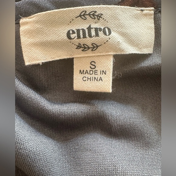 Entro floral womens size small gray roses ruffle accent boho peasant Blouse - Picture 5 of 8